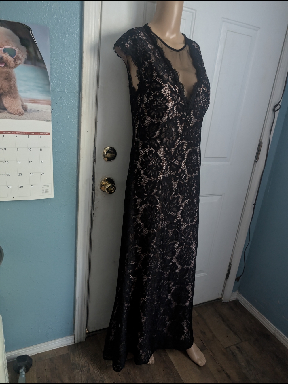 Betsy & Adam Black Lace Overlay Maxi Dress - Picture 8 of 10